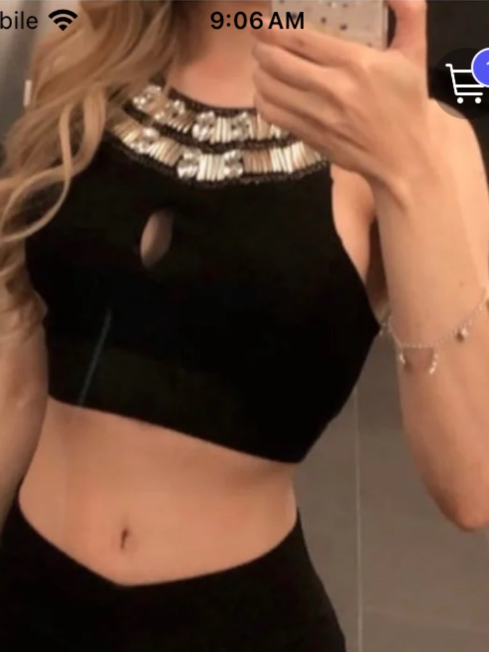 New Bebe studded crystal embellished bandage cutout front cropped top